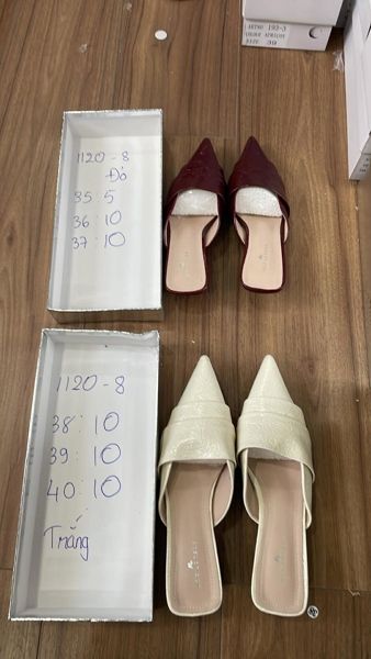  Dép sục cao gót phối mũi đen 37 