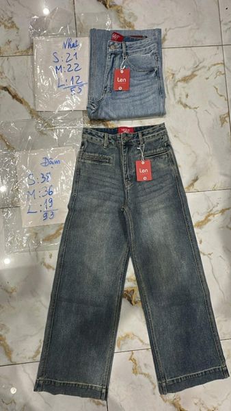  Quần jeans suôn cotton túi chìm S 