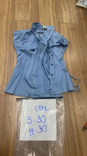  Áo kiểu cổ thắt nơ chéo kẻ S 