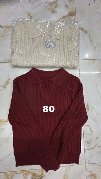  Áo len polo TD tết xoắn to đỏ 