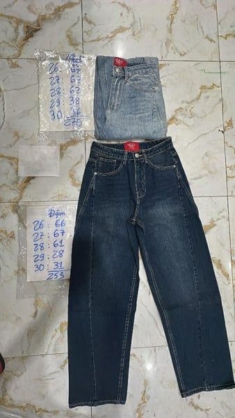  quần jeans ống cong ráp sườn nhạt 29 