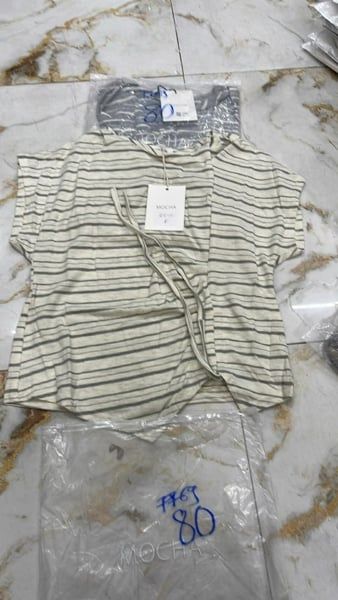  Áo thun tay hến rút dây xám 