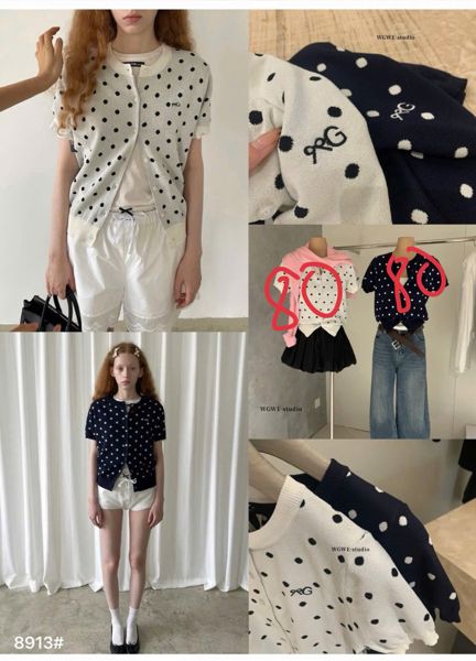  áo len chấm bi TN nút đen 