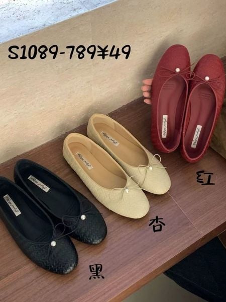  giày bb đan mũi tròn nơ S1089-789 đen 38 