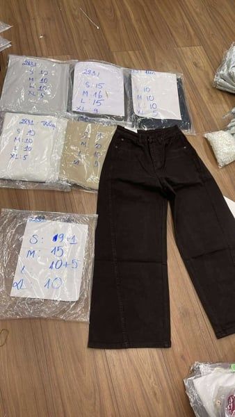  quần jeans ống rộng 2831 be M 