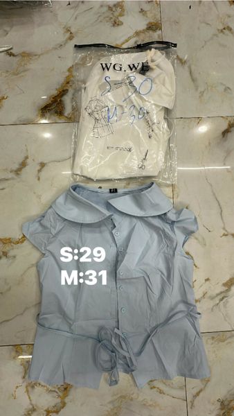  Áo somi TN cổ bèo thắt dây xanh S 