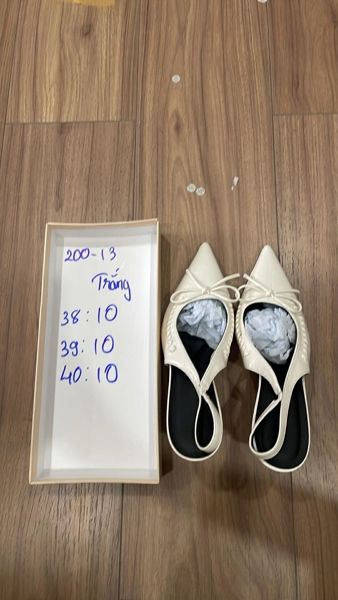  Giày bb mũi nhọn đan 5cm kem 35 