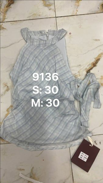  Áo yếm tơ caro xanh S 