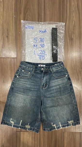  quần short bermuda jeasn rách lai S 