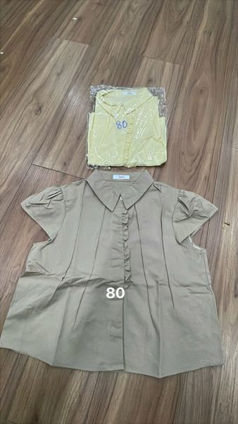  Áo somi tay con xếp li bèo vàng 