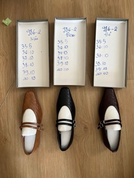  giày bb đan 2 strap 986-2 nâu 38 