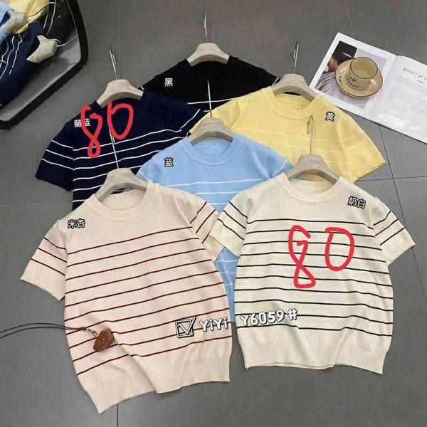  áo len TN cổ tròn navy kẻ trắng 