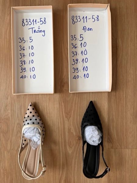  giày bb cao gót lưới bi đen 36 