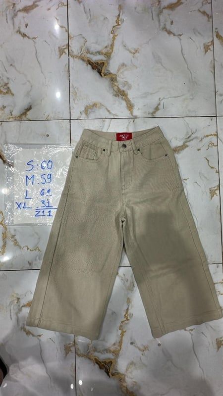  Quần cullotes lửng ráp sườn trắng M 