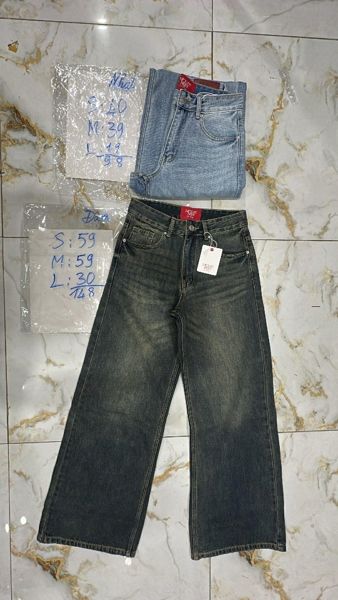  Quần jeans suôn wash túi đậm M 