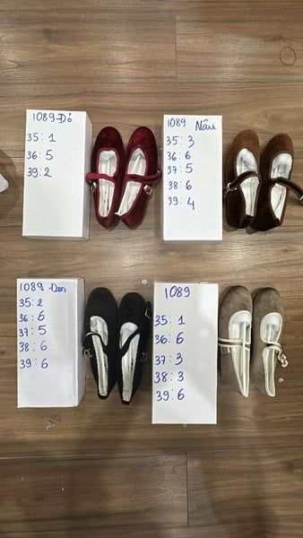  giày bb nhung nâu 38 
