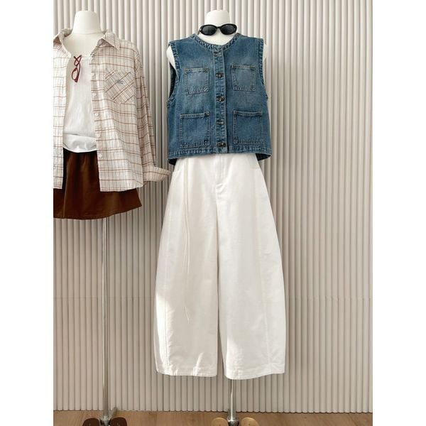  Áo Kiểu Nữ LENCLOTHING A1757 - Áo Denim Gile Phom Vừa 