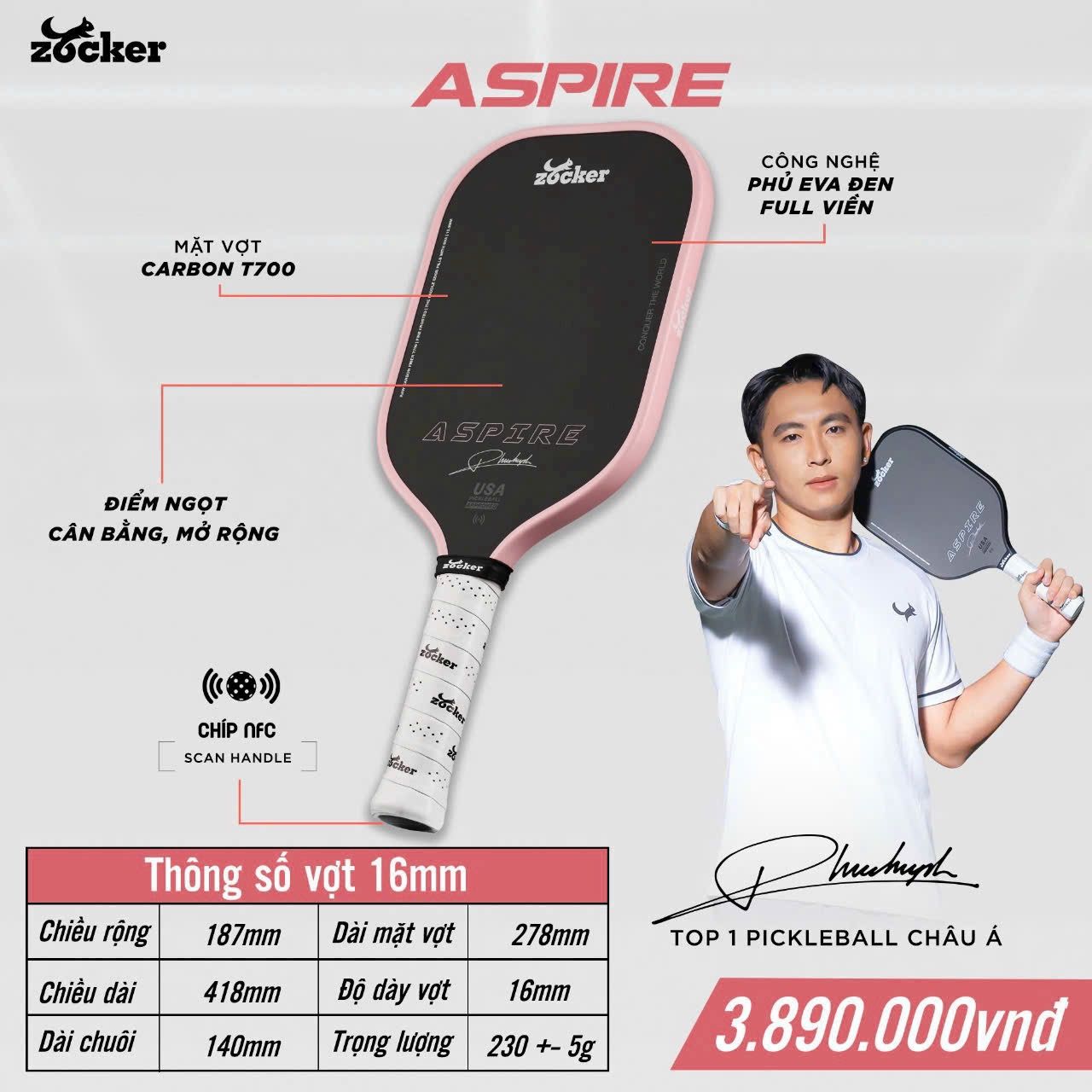  Vợt Pickleball ZOCKER ASPIRE 