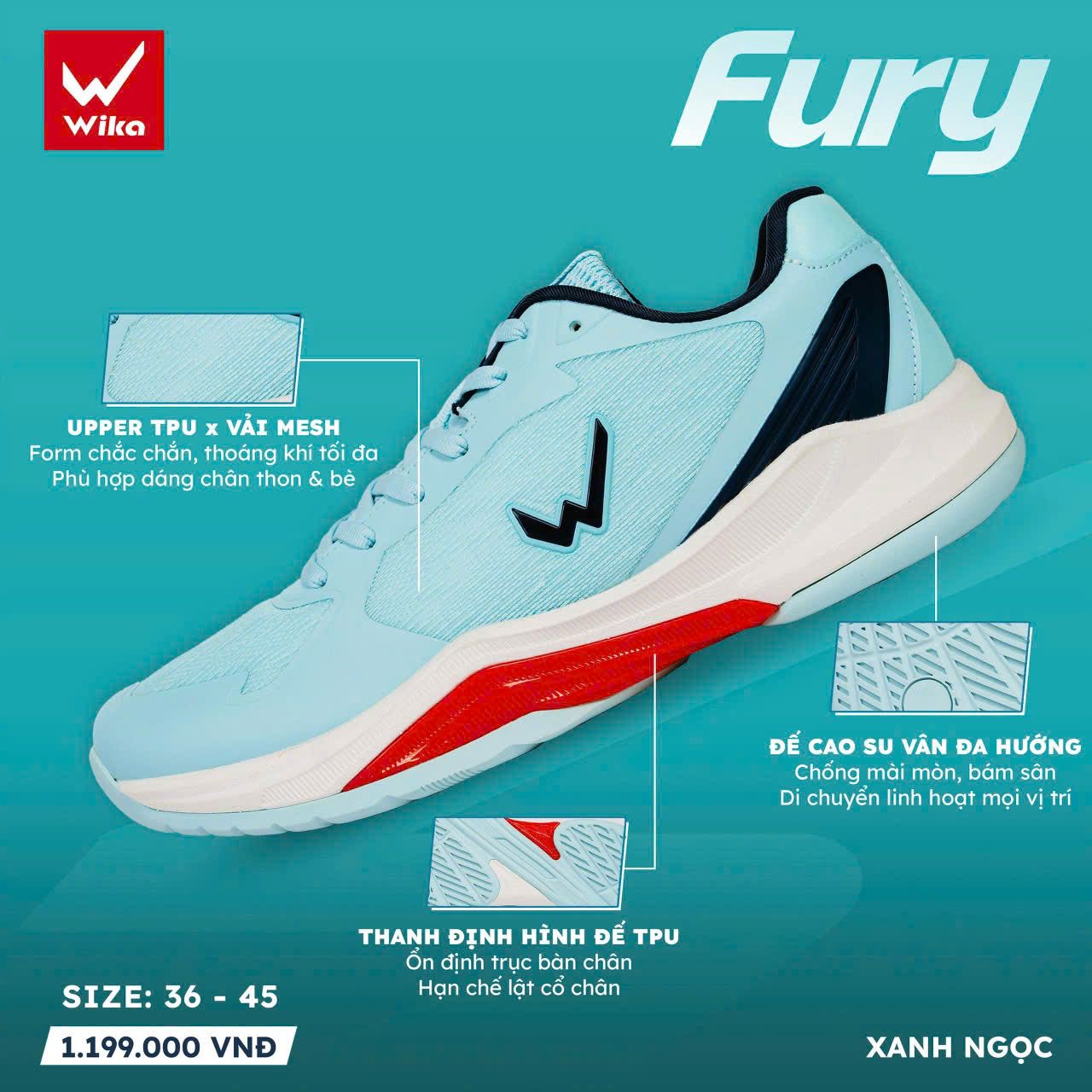  Giày Pickball WIKA FURY 