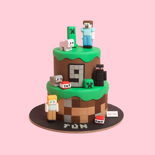 Bánh Sinh Nhật Chủ Đề Minecraft 2 Tầng