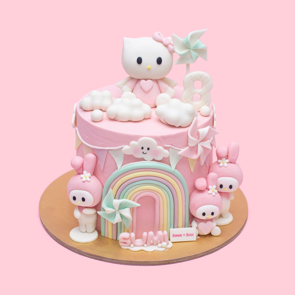 Bánh Sinh Nhật Hello Kitty Và My Melody Hồng Đáng Yêu