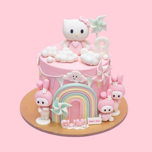 Bánh Sinh Nhật Hello Kitty Và My Melody Hồng Đáng Yêu