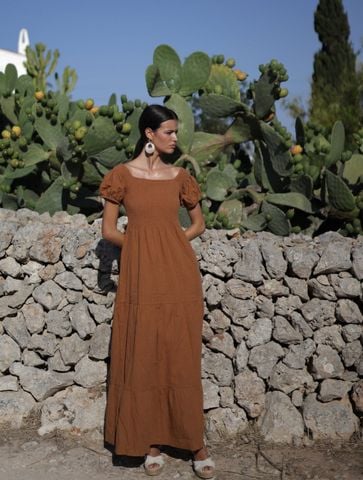  Maxi Boho Trễ Vai Cotton Luna Llena 