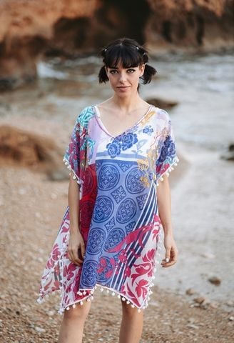  Đầm Kimono Thêu Kết Hạt Cotton Isla Bonita 