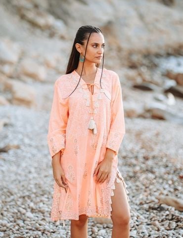  Đầm Xẻ Tà Màu Neon Ánh Kim Cotton Isla Bonita 