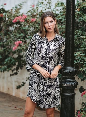  Đầm Sơ Mi Hoa Kết Cườm Cotton Isla Bonita 