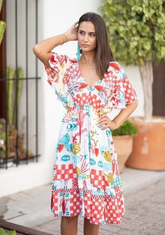  Đầm Boho Kết Cườm Cotton Isla Bonita 