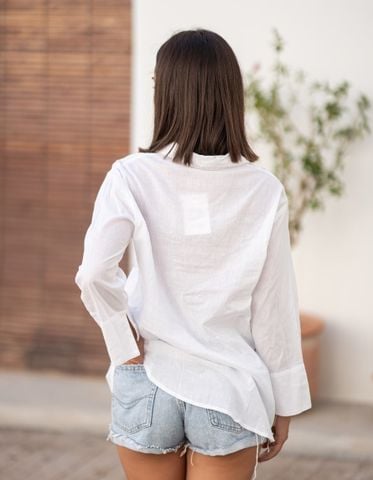  Áo Sơ Mi Trắng Thêu Kết Hạt Lấp Lánh Cotton isla Bonita 