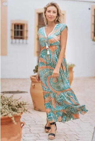  Maxi Phối Ren Kết Hạt Cotton Isla Bonita 