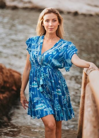  Đầm Boho Kết Cườm Hình Cá Cao Cấp Cotton Isla Bonita 