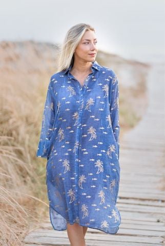  Đầm Sơ Mi Mỏng Ánh Kim Cotton Isla Bonita 