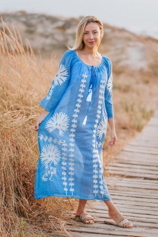  Maxi Cổ Tròn Thêu Cotton Isla Bonita 
