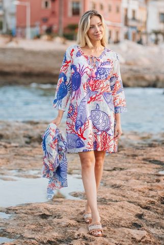  Đầm Xẻ Tà Thêu Cá Cotton Isla Bonita 