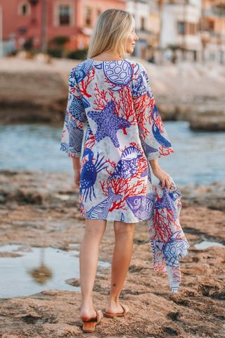 Đầm Xẻ Tà Thêu Cá Cotton Isla Bonita 