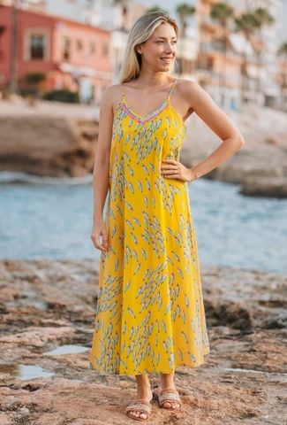  Maxi 2 dây Thêu Kết Cườm Cotton Isla Bonita 