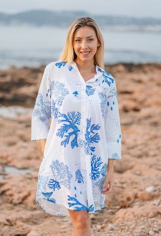  Đầm Sơ Mi Kết Cườm Vỏ Sò Cotton Isla Bonita 