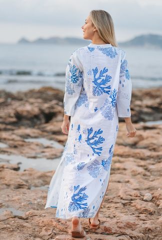  Maxi Trắng Dài Tay Kết Cườm Cotton Isla Bonita 