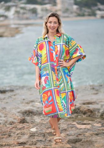  Đầm Boho Sơ Mi Đa Sắc Cotton Isla Bonita 