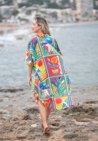  Đầm Boho Sơ Mi Đa Sắc Cotton Isla Bonita 
