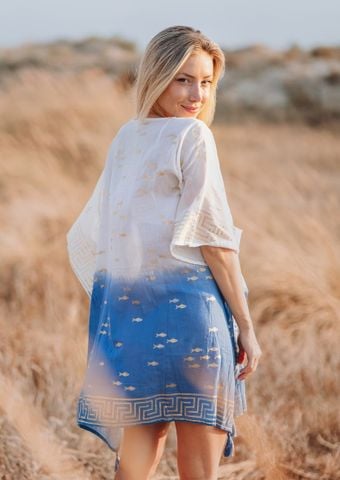  Đầm Cánh Dơi Ombre Kết Hạt Vẽ Ánh Kim Cotton Isla Bonita 