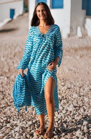  Maxi Dài Tay Xẻ Tà Cotton Isla Bonita 