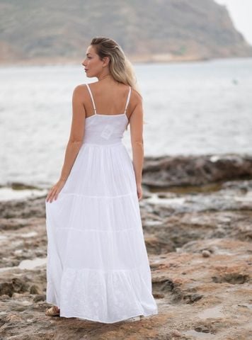 Maxi 2 Dây Trắng Lazer Cut Cao Cấp Isla Bonita 