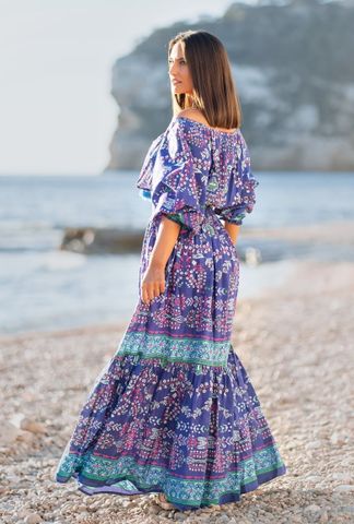  Maxi Boho Trễ Vai Kết Cườm Cotton Isla Bonita 