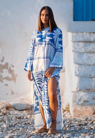  Maxi Dài Tay Boho Kết Cườm Cotton Isla Bonita 
