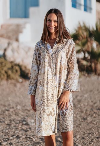  Đầm Sơ Mi Kết Cườm Cotton Isla Bonita 