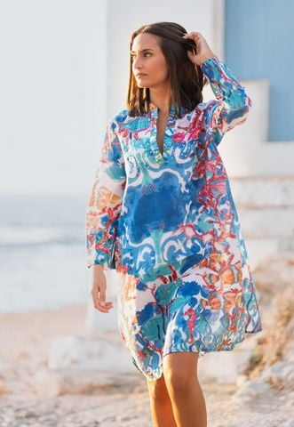  Đầm Xẻ Tà Kết Cườm Cotton Isla Bonita 